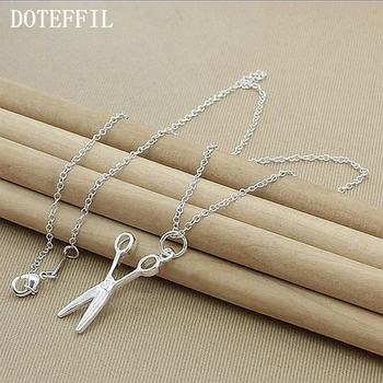 

DOTEFFIL 925 Sterling Silver 18 Inch Chain Scissors Pendant Necklace For Woman Fashion Wedding Engagement Party Charm Jewelry