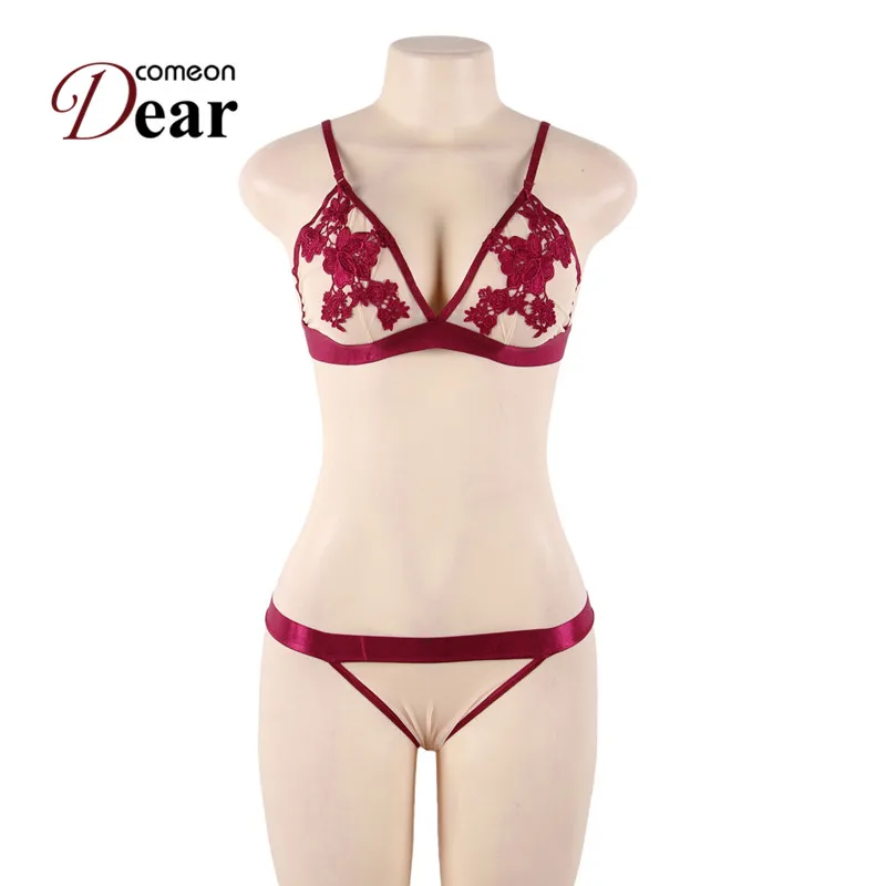 Comeondear Seamless Underwear Set Embroidery Floral Bralette Thong Set Sexy Lingerie For Women Elegant Bra Panty Sets RP80685 Comeondear Seamless Underwear Set Embroidery Floral Bralette Thong Set Sexy Lingerie For Women Elegant Bra Panty Sets RP80685