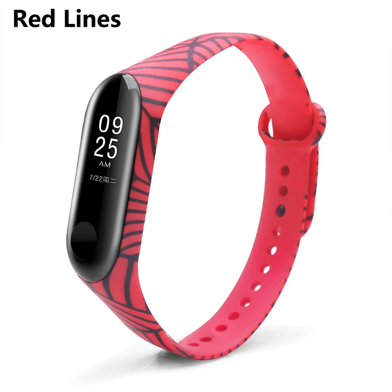 Red Lines BOORUI mi band 3 силиконовый ремешок на запястье для Xiaomi mi Band 3 ремешок на браслет mi band 3 цветной ремешок на запястье умные полосы - Цвет: Red Lines