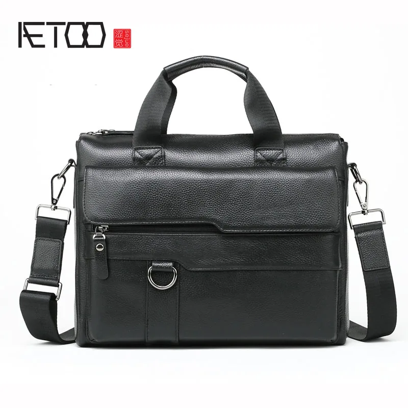 

BJYL New Casual Leather Men's Briefcase Computer Bag Portable Shoulder Bag Messenger Bag Leather Men's Bag