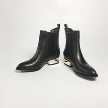Leather Ladies short boots Golden heel Women’s Boots