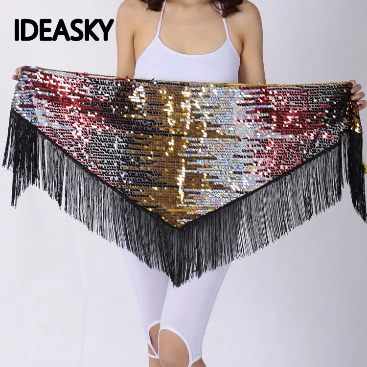 Cinturones de la india tribal para bufanda de cadera para danza del vientre dorada, cinturón envolvente, falda, disfraces de danza del vientre, accesorios con flecos de lentejuelas|belly dance hip|hip scarfbelly dance