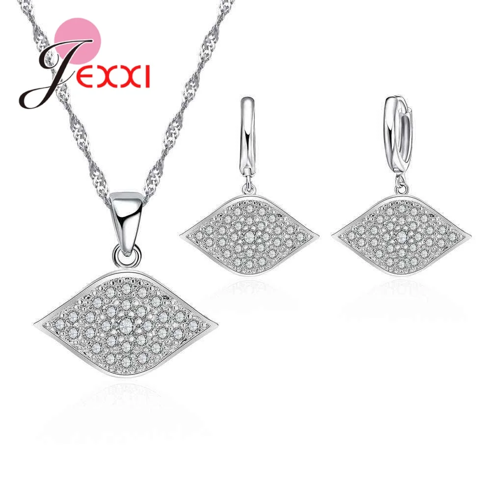 

JEXXI Brand Design Cute CZ Zircon Pendant Necklaces Earrings Sets For Women 925 Silver Wedding Crystal Jewelery Bijoux Femme