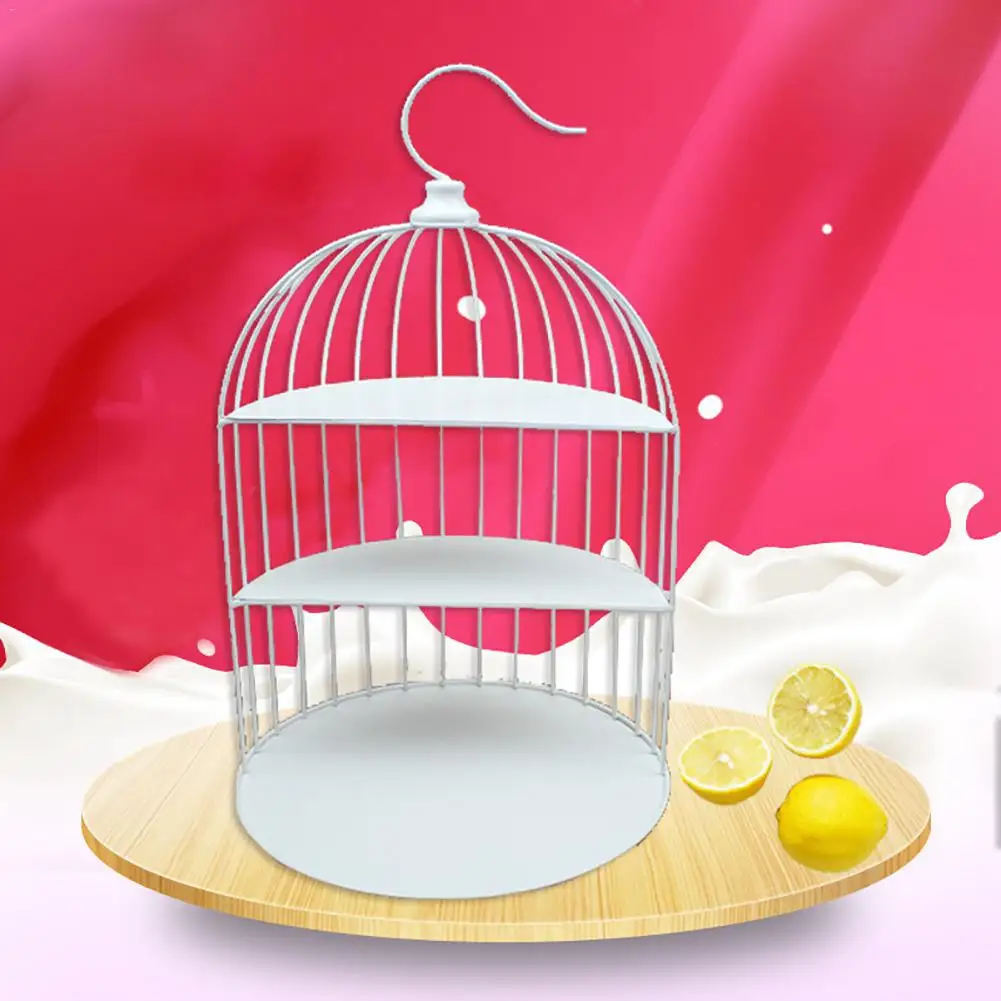 

2018 Newest European Style Three-layer Bird Cage Shape Snack Tea Dessert Cake Stand Zinc Alloy 2-3 Layers Plate Stand