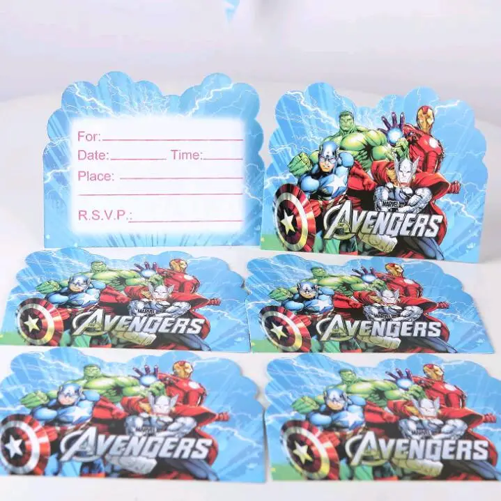 

10pcs Avengers Theme Party Paper Invitation Card Birthday Party Decorations Kids Baby Shower Supplies Party Favors