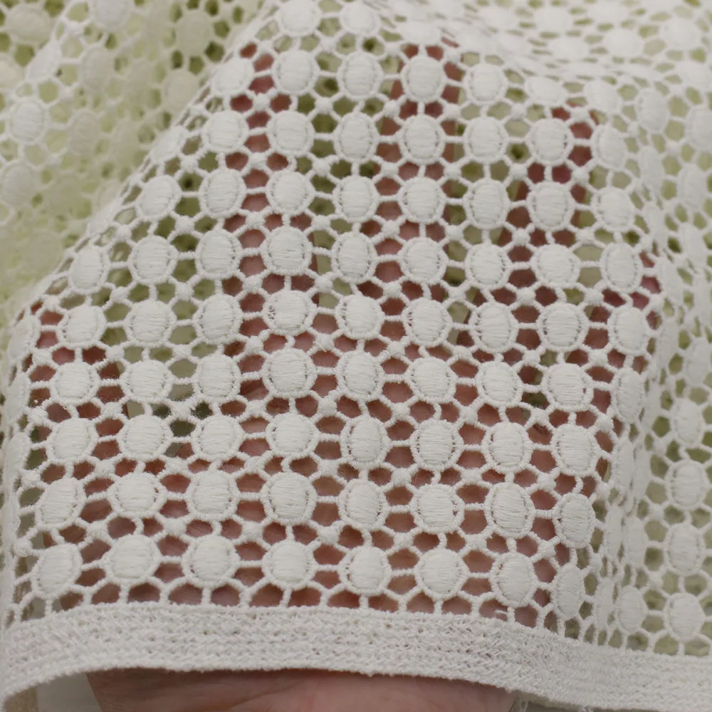 Cotton Embroidered Fabric Sewing Heavy Lace Fabrics Tissu For Female