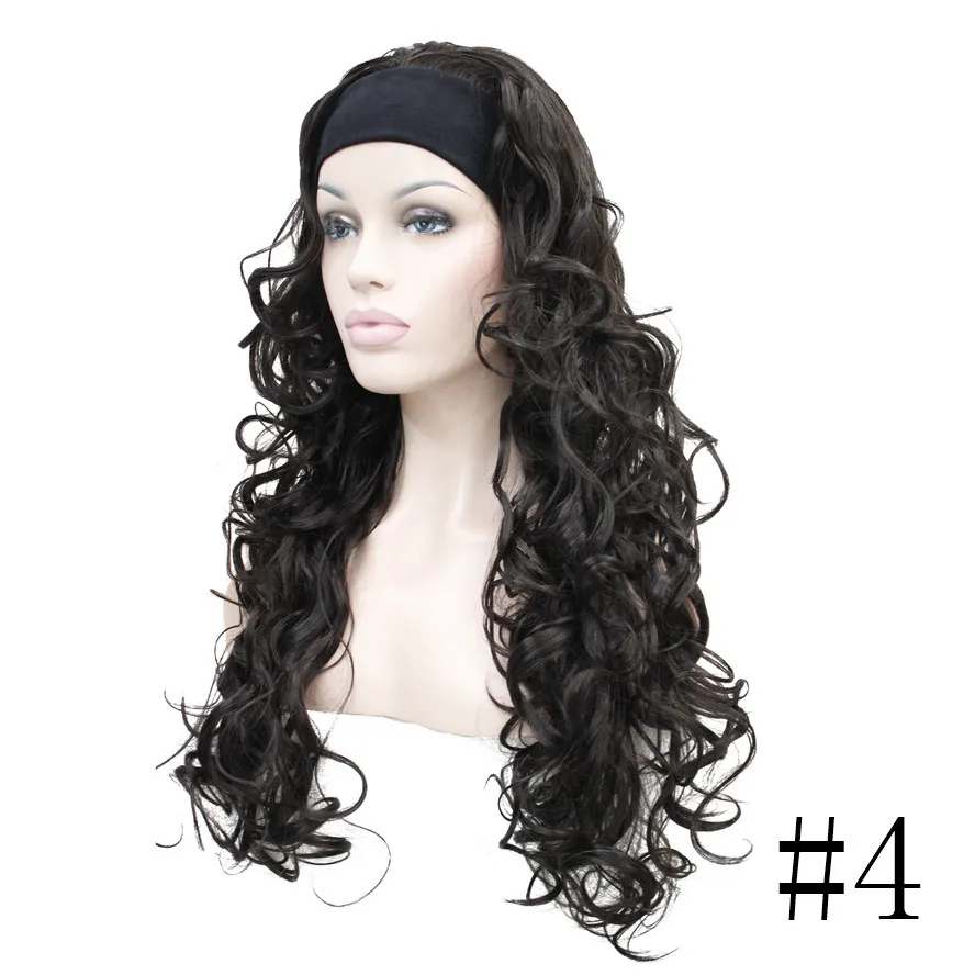 StrongBeauty женские длинные вьющиеся волосы 3/4 парики Черный/Блонд женский парик с головной повязкой 7 цветов