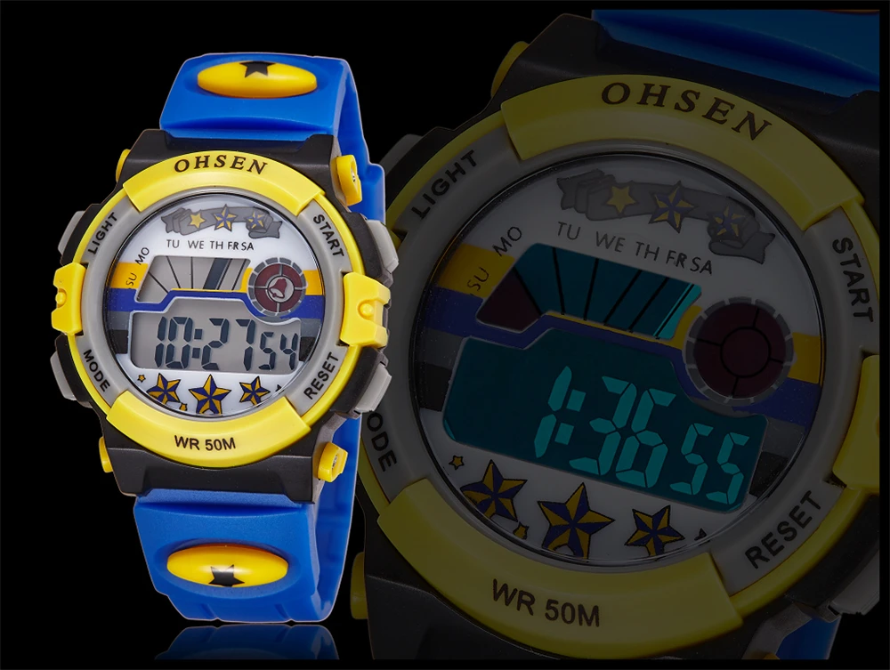 TOP 2017 OHSEN Brand Digital Quartz Watch Children Boy 50M Waterproof Watches Blue Silicone Strap LCD Backlight Alarm Clock (18)