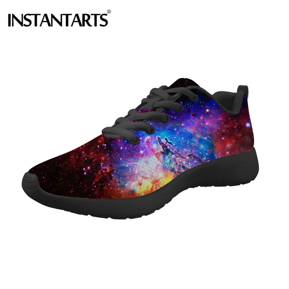 

INSTANTARTS 2019 Breath Women's Sneakers Galaxy Space Star 3D Print Casual Lace Up Walking Shoes Casual Femake Lady Flats Shoes