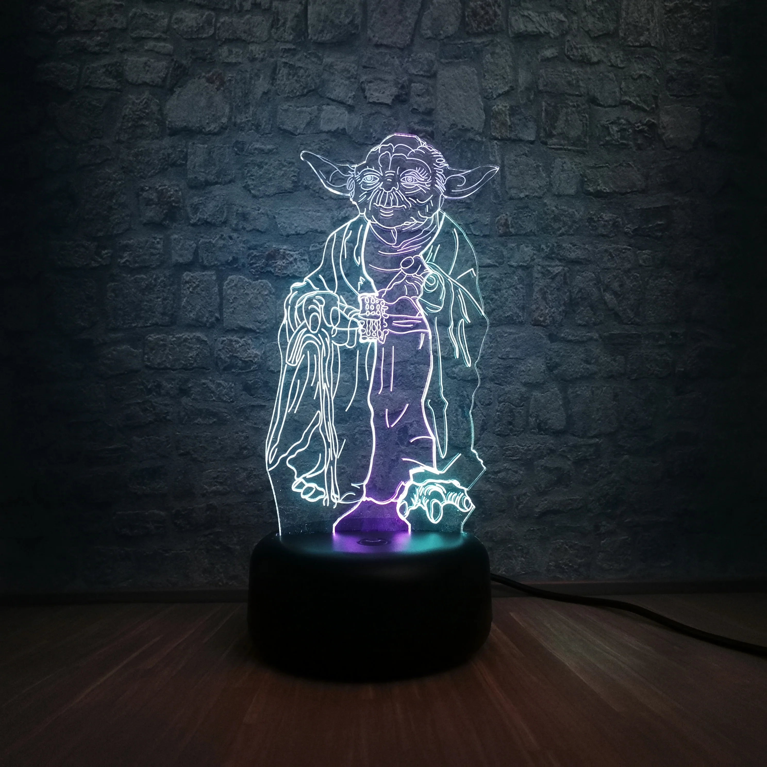 Мастер Йода креативный мультфильм Звездные войны фигурка смешанных цветов 3D лампа светодиодный USB ночник 7 цветов градиент подарок детские игрушки стол