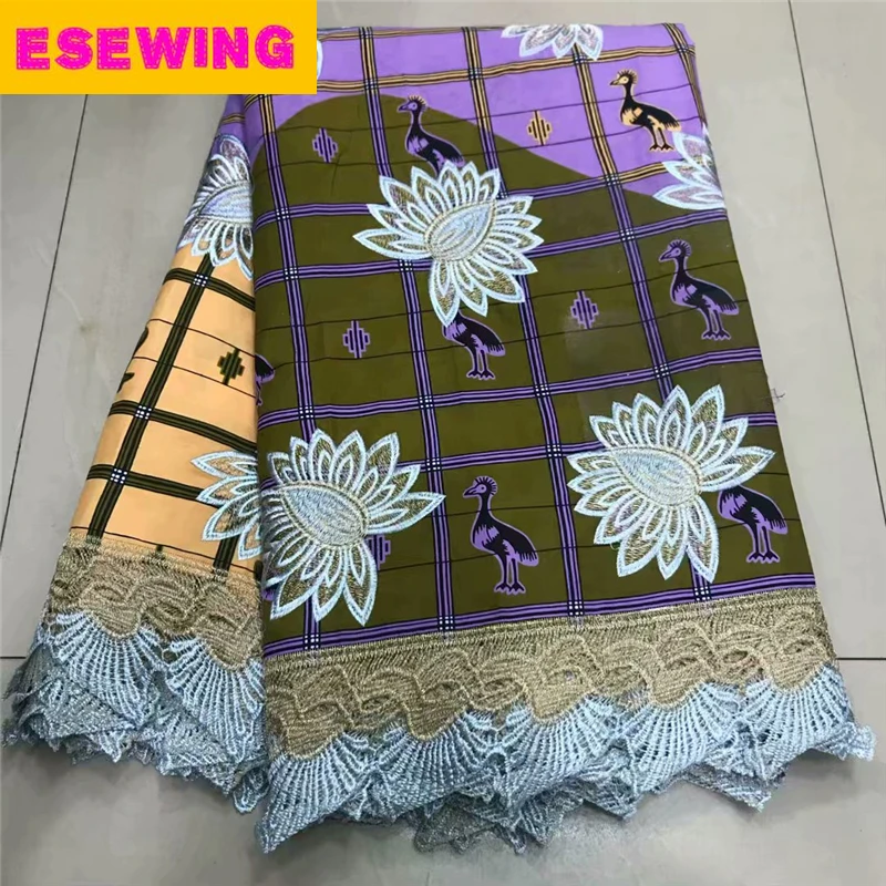 

Sky Blue Color Hot Sale Embroidery African Wax Lace Ankara Fabric For Party Dress High Quality Water Soluble Lace Mix Wax Fabric