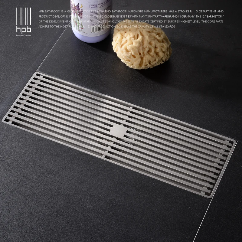 

HPB 30*10cm Bathroom Drains Linear Drain Odor Resistant Stainless Steel Shower Floor Drains Brushed Bathroom Accessories HP7911
