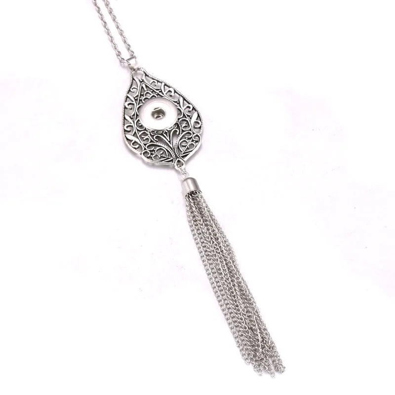 Новинка, ожерелье с серебряной кисточкой, длинное Стильное ожерелье с бабочкой и крестом, ожерелье с цепочкой, 18 мм, 20 мм, ювелирное изделие на кнопке - Окраска металла: 13
