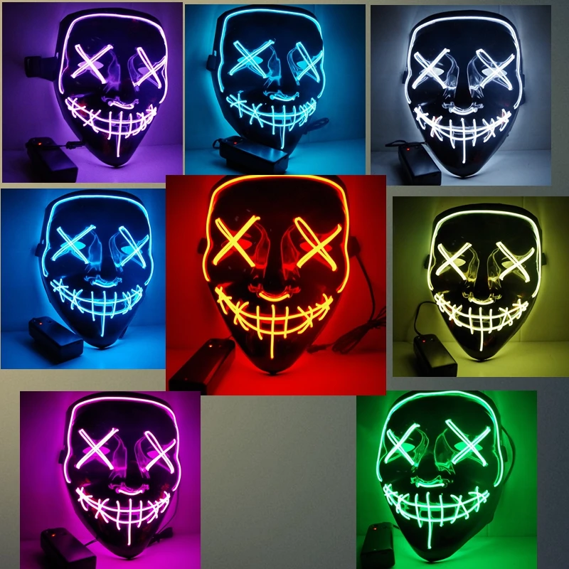 

Halloween LED Light Up Mask Party Cosplay Masks The Purge Election Year Great Funny Masks Festival Glow In Dark Costume Supply