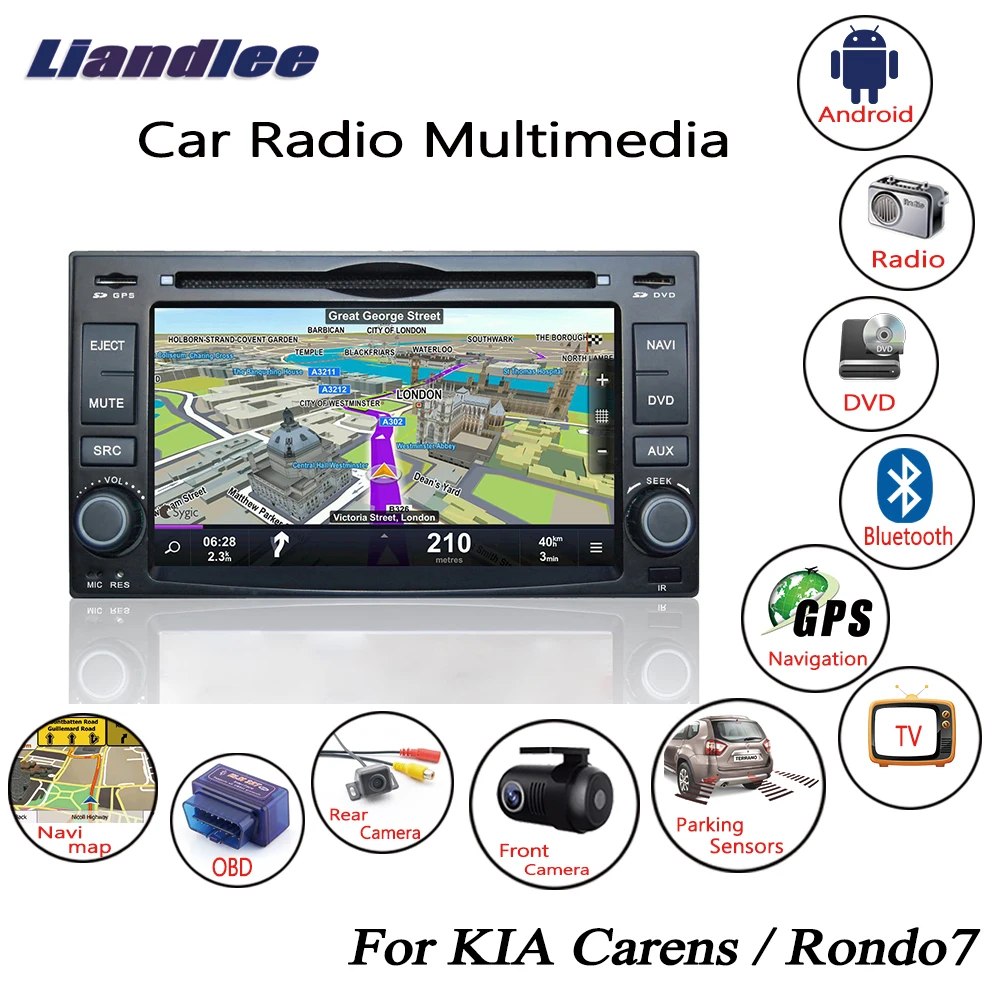 Liandlee для KIA Carens/Рондо 7 2005 ~ 2011 android-автомобиля радио-cd-dvd-плеер gps Navi навигация Карты камера OBD ТВ HD экран