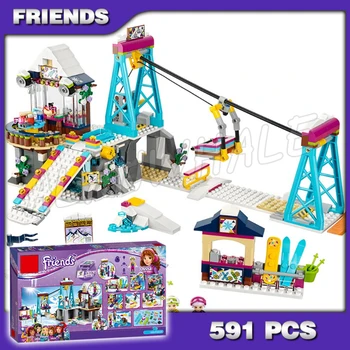 

591pcs Friends Snow Resort Ski Lift Trail map stand 10732 Model Building Blocks Girls Children Toys Bricks Compatible with Lago