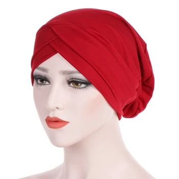 

Women Hijabs Cap Muslim Cross Scarf Turban Hat Headscarf Cap Ladies Hijab Stretch Head Wrap Chemo Hat Adult Wrap Cap