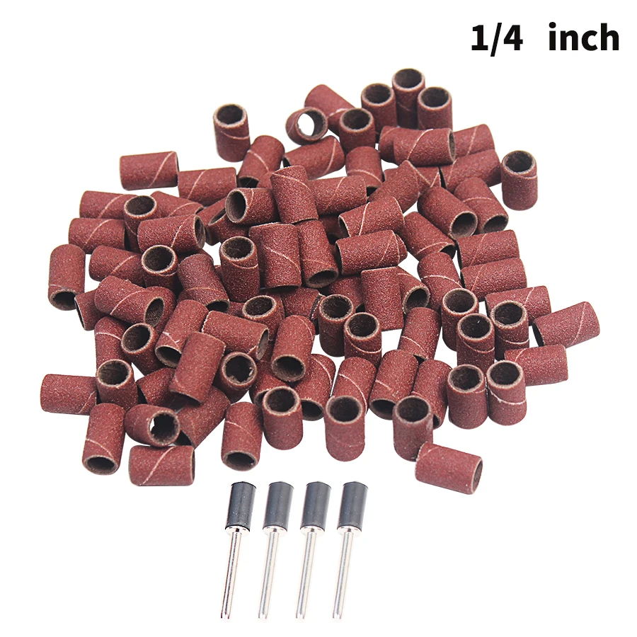 

Drill Bits Abrasive Tools Accessories 100PCS Drum Sanding Kit +4Pcs Band Mandrel 1/8 Shank Rotary Tool Nail