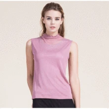 Женская Весенняя горячая Распродажа водолазка без рукавов бриллианты однотонные Трикотажные шелковые топы женские летние тонкие стрейч Хеджирование шелковые футболки