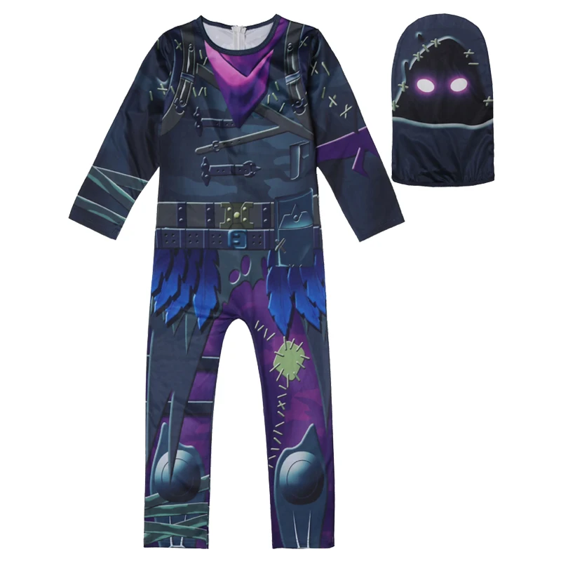 

Game Skin Raven Costume Kids Scary Costumes Boy Jumpsuits Horror Raven Cosplay Halloween Costumes for Kids Skull Purim Costume