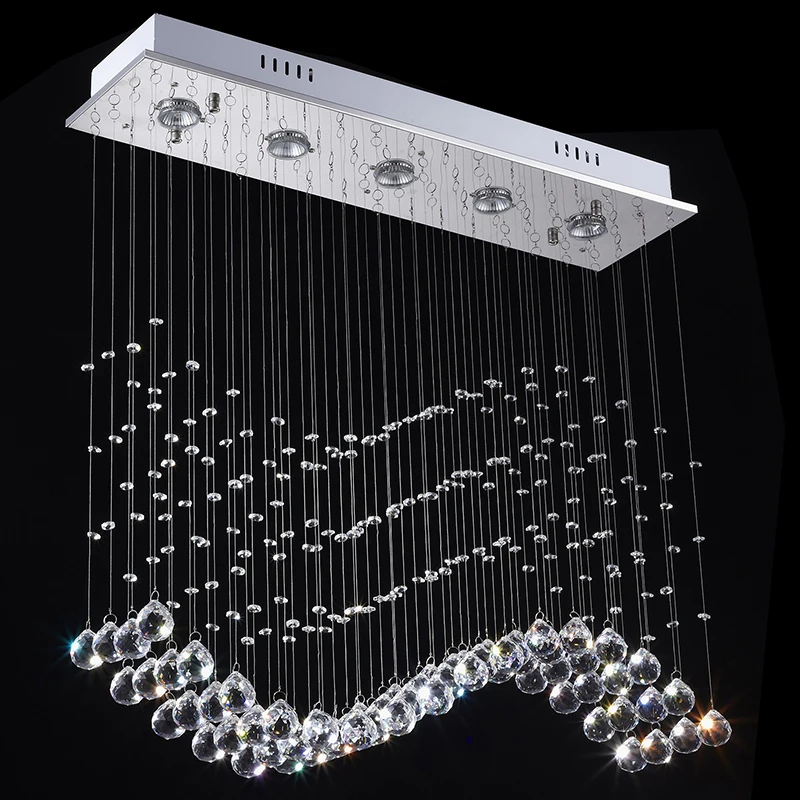 

LED Crystal Pendant Light Waves Round Rectangle Hanging Light Pendant Lamp AC 110 To 240V Stainless Steel