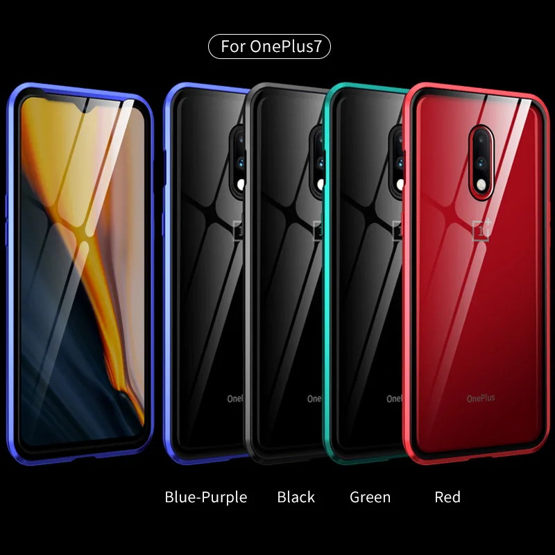 Для Oneplus 7T Pro чехол 360 двухсторонний металлический магнитный стеклянный Магнитный чехол для One plus 7 1+ 7 Pro 6 6T 7T противоударный чехол