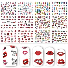 12 видов конструкций губы/Алмазные Наклейки Смешанные наклейки для дизайна ногтей переводные наклейки для красоты художественные татуировки для ногтей BEBN577-588
