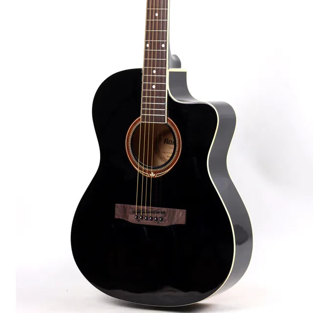 Best price at $131 Cheap 39-6-5 2016 NEW Black guitars 39 inch high quality Acoustic Guitar Basswood guitarra instrumentos Musicais with guitar strings