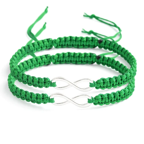 1 пара влюбленных ручной веревочки бесконечность регулируемый браслет ювелирные изделия подарок для пар бойфренд девушка ювелирные изделия - Окраска металла: Green