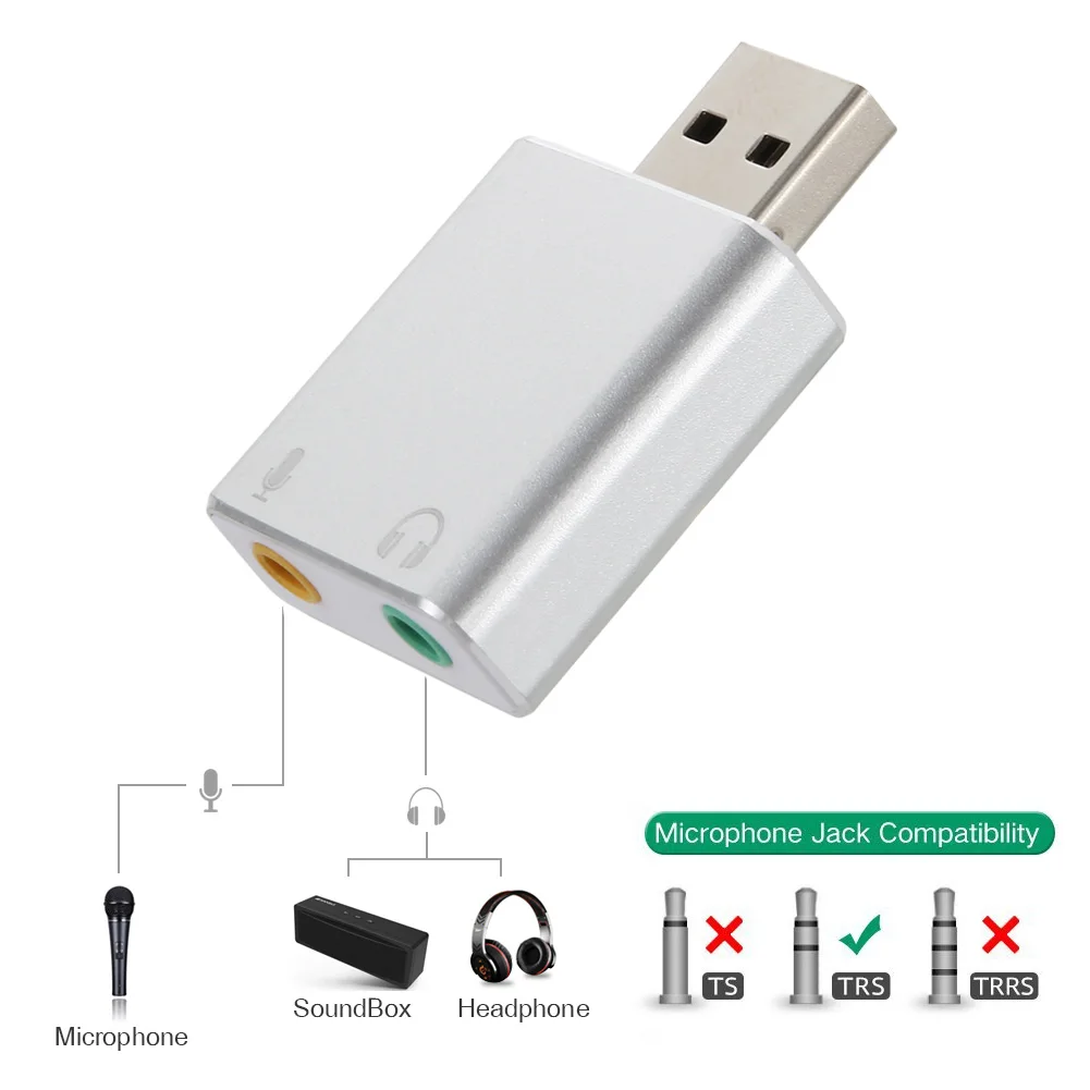 Внешняя звуковая карта USB Etmakit Звук Hi-Fi Magic Voice 7 1 канала вход для микрофона и