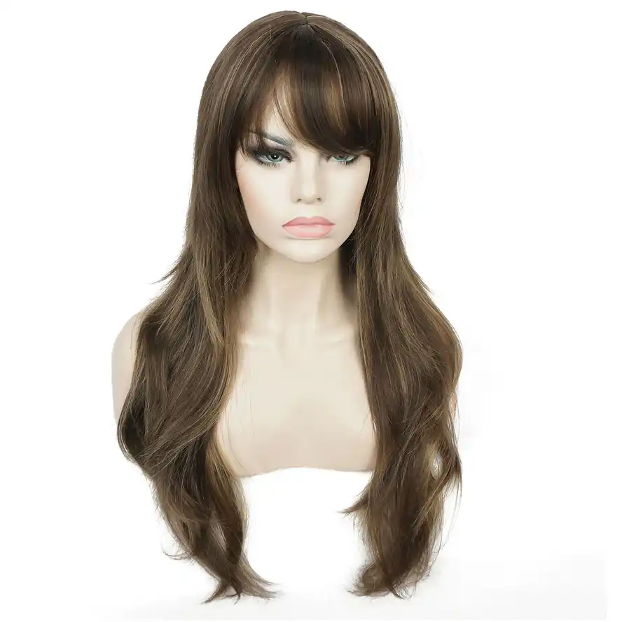 Strongbeauty Women S Synthetic Long Wig Layered Straight Hair Dark