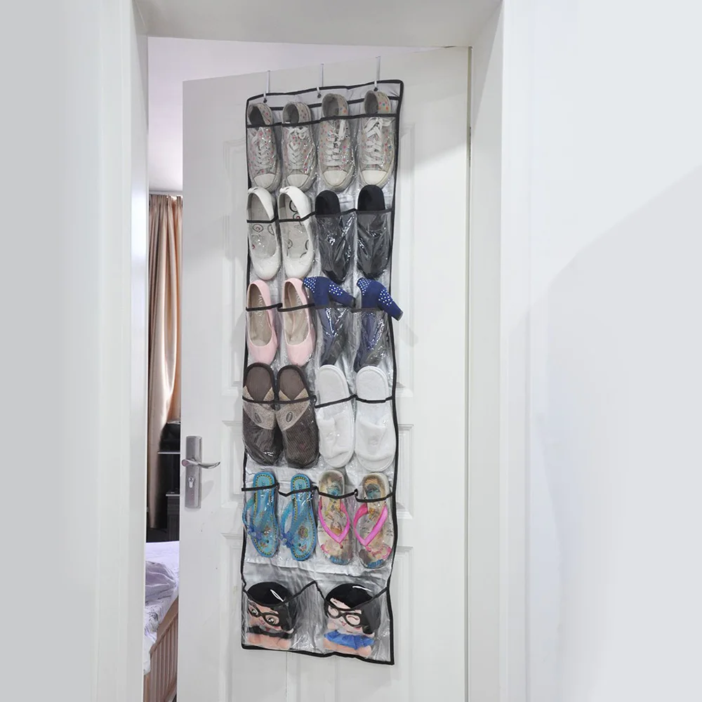 22 Pockets Transparent Hanging Closet 6 Layers Foldable Door Hanging Shoes Storage Bag Multi