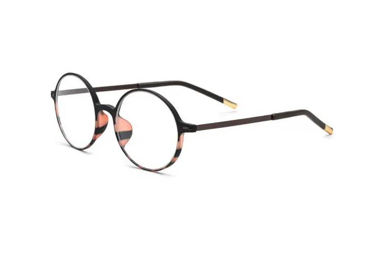 TR90 титановые круглые очки для чтения, оправа для мужчин, винтажные очки по рецепту, женские оптические оправы для близорукости, Безвинтовые очки, Новинка - Цвет оправы: BR5226 Leopard Brown