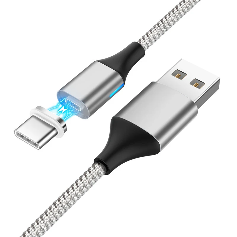 3а нейлоновый Магнитный USB кабель Быстрый Micro usb type C кабель для зарядки телефона Магнитный кабель для samsung Galaxy - Цвет: Silver