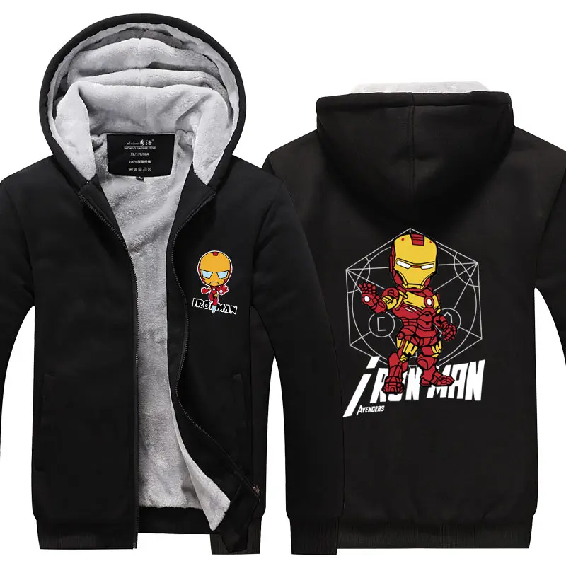 Fans Wear Unisex Winter Iron Man At Night Cosplay Costume Casual Coat Polyester Hoodie with Pocket