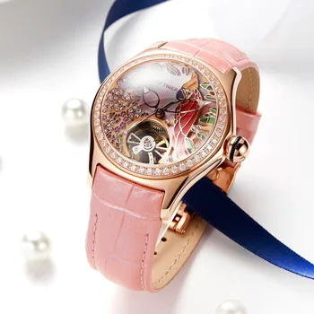 

2019 Reef Tiger Top Brand Luxury Women Watches Reloj Mujer Leather Automatic Mechanical Waterproof Fashion Watch Clock RGA7105