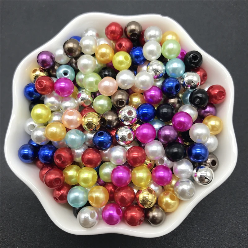 4mm 6mm 8mm 10mm Purple Imitation Pearls Acrylic Beads Round Pearl Spacer Loose Beads For Jewelry Making