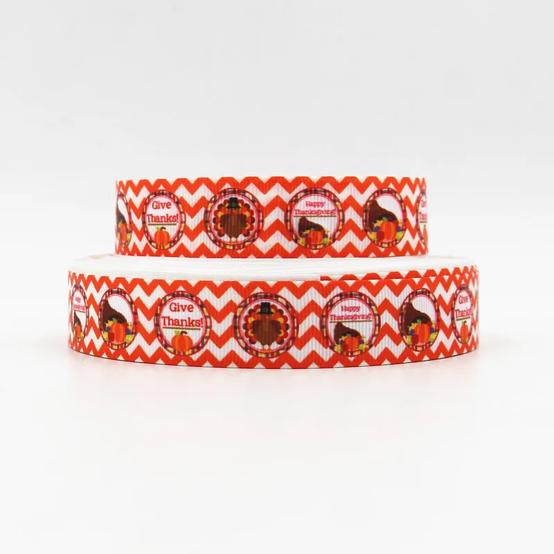 

wm 10 yards lot 7/8inch 22mm 150825016 Thanksgiving Day turkey design printed grosgrain ribbon