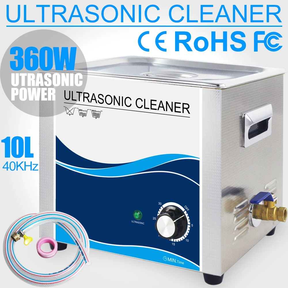 10L Ultrasonic Cleaner 360W/240W Power Transducer Sonic Cleaning