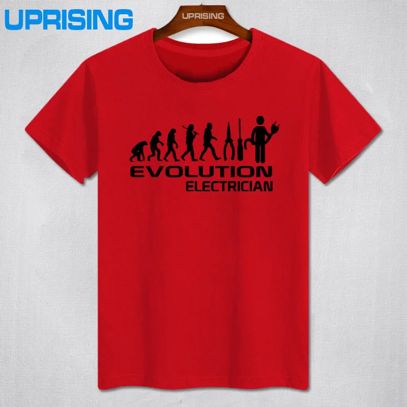 Эволюция электрика забавная Мужская футболка подарок больше размера и цветов - Цвет: red black