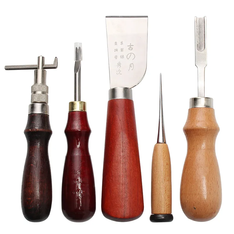 KiWarm Professional 37/61/18Pcs Leather Craft Tools Kit Hand Sewing Stitching Punch Carving Work Saddle Leathercraft Accessories ► Photo 3/6