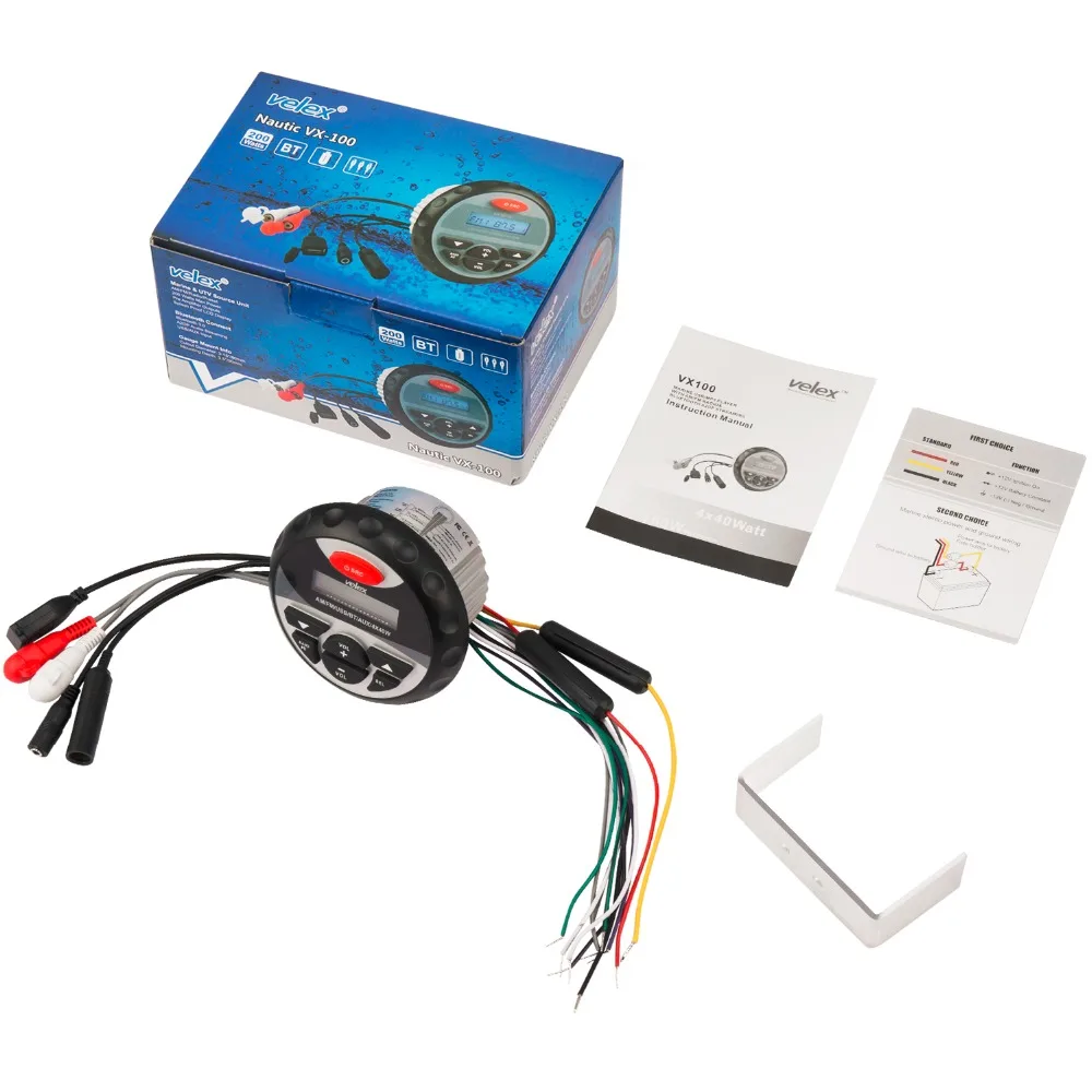 Waterproof Bluetooth Marine Digital Media Stereo Receiver with MP3 Player AM FM Radio and USB for Streaming Music on Boats Golf
