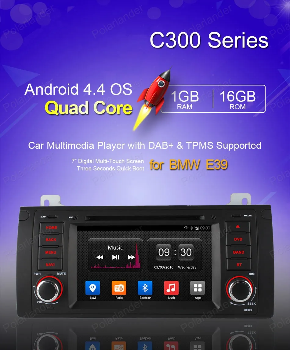 Excellent Android4.4 7 inch Car DVD For BMW E39/X5/M5/E38/E53 FM AM radio Support BT GPS 3G WiFi OBD DVR DAB+ RDS TPMS 6