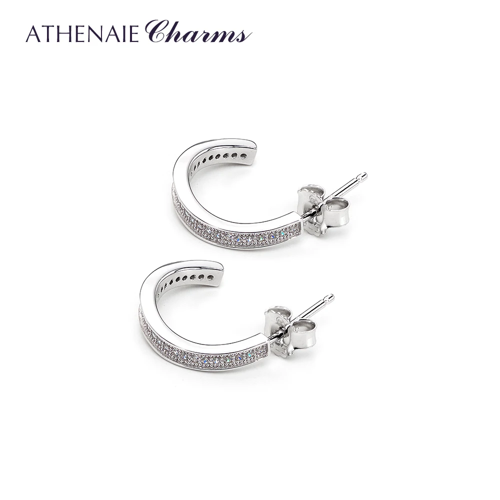 ATHENAIE, натуральная 925 пробы, серебро, прозрачный Круглый фианит, серьги для элегантного дизайна, женские вечерние ювелирные изделия