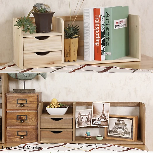 Country Accent Handmade Fir Wood Small Vintage Desktop Organizer