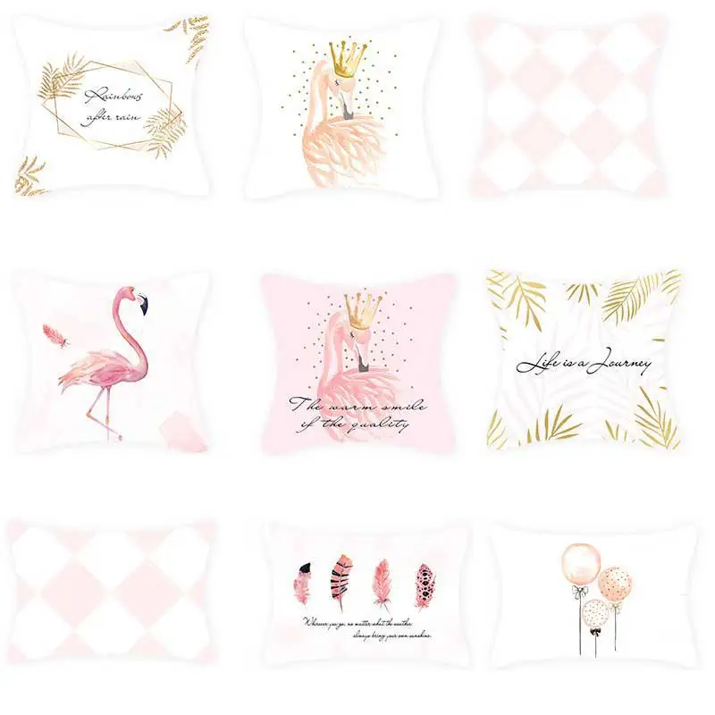 

Nordic Style Home Decoration Geometric Pillow Case Pink Flamingo Balloon Feather Love Pineapple Cushion Cover Headrest For Sofa