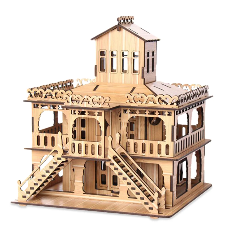 3D пазл в европейском стиле, развивающие игрушки, набор для сборки деревянного ремесла, 3D Пазлы ручной работы, подарок для друзей