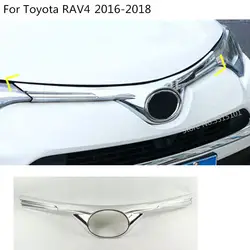 Автомобиль защиты Детектор ABS хромированной отделкой спереди до головы сетки гриль решетка панель 2 шт. для Toyota RAV4 2016 2017 2018