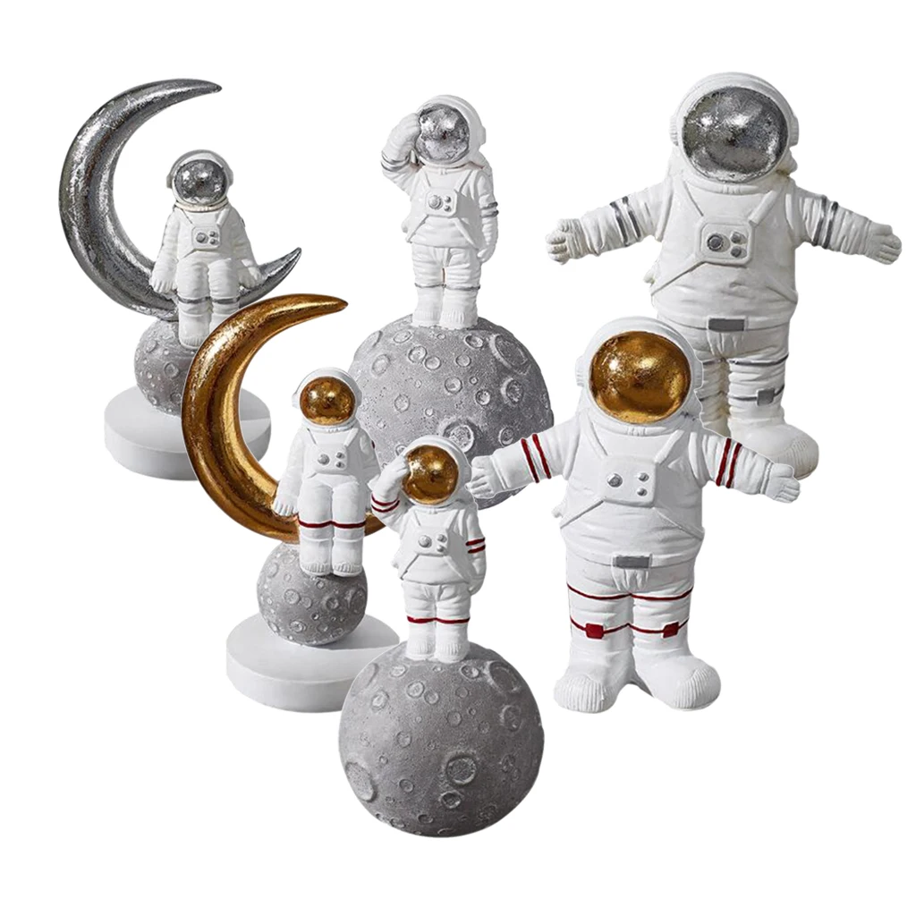 Resin Astronaut Shaped Statues Space Man Sculpture Cosmonaut Figurine Decor Home Office Arts Crafts Desktop Ornament