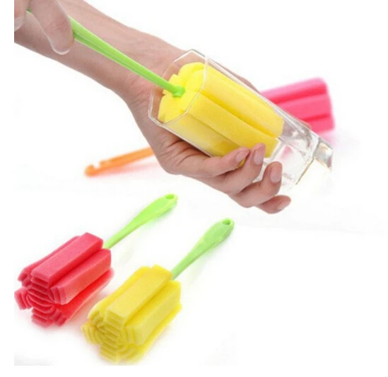 

The Cheapest Uesful Sponge Brush Bottle Cup Glass Washing Cleaning, Kitchen Item Cleaner Tools for Dish